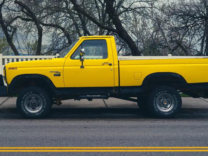 Service pickup vehicle parked on the road